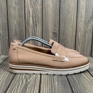 Antonio Melani Bradlie Women Patent Leather Suede Loafer Slip On Beige Sz 9